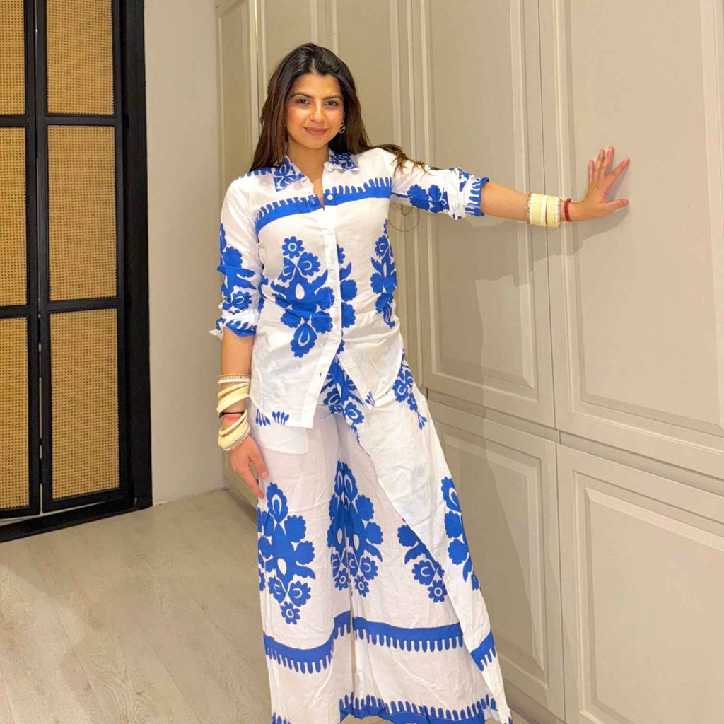 Vastra Maniaa Printed Baggy Co-ord Set for Women | Stylish Summer Wrap Palazzo Set
