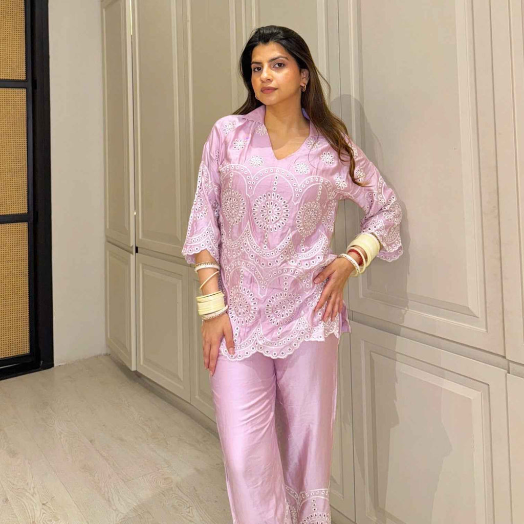Inching India Pink Delight Embroidered Co-ord Set