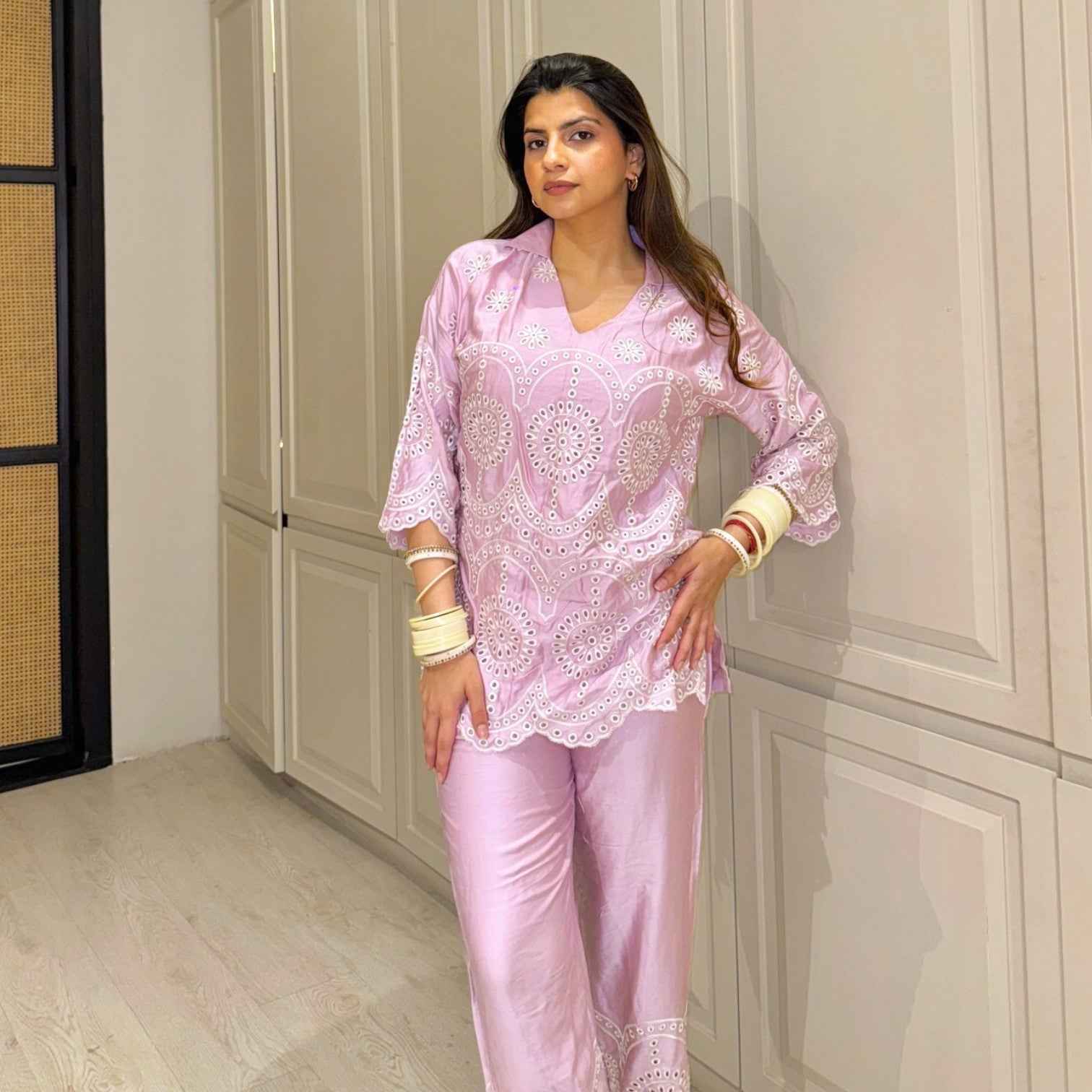 Inching India Pink Delight Embroidered Co-ord Set