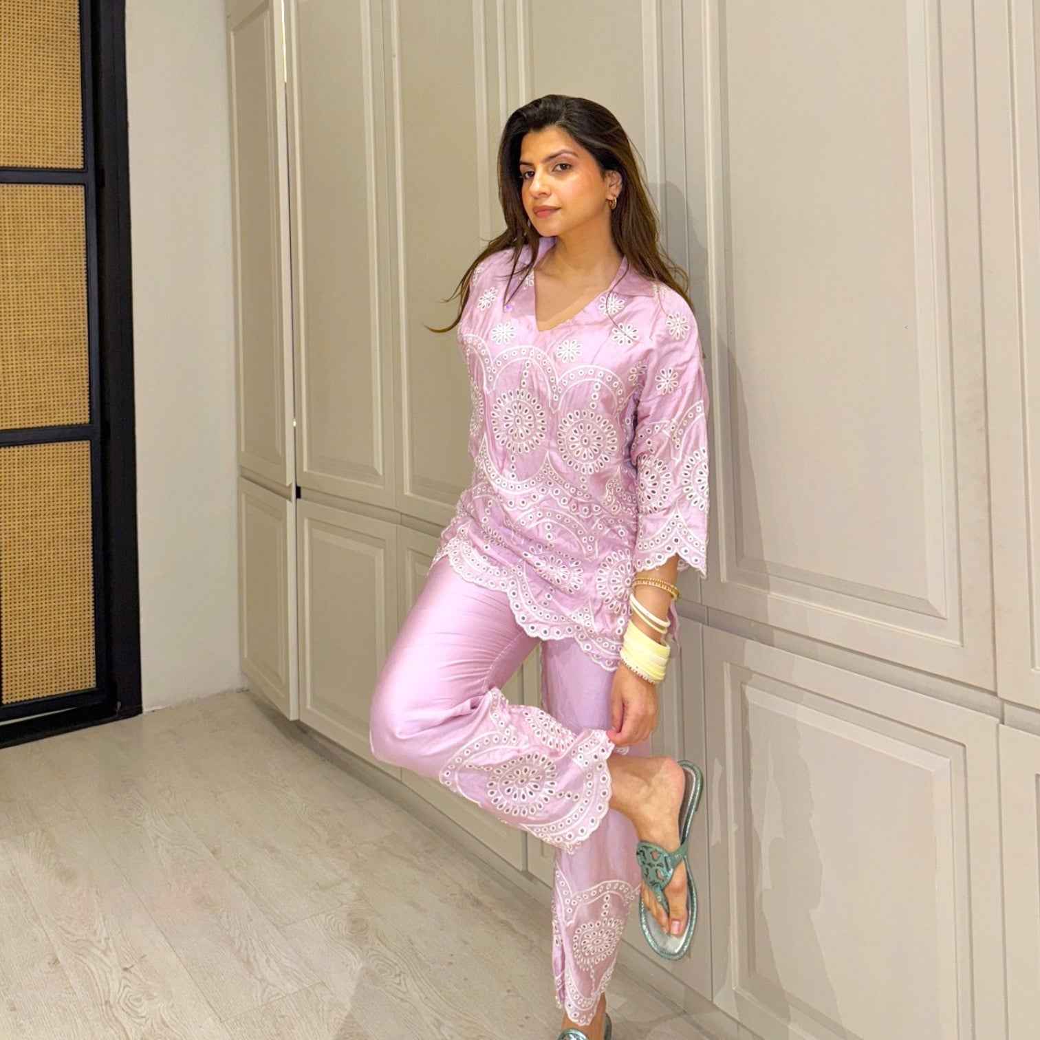 Inching India Pink Delight Embroidered Co-ord Set