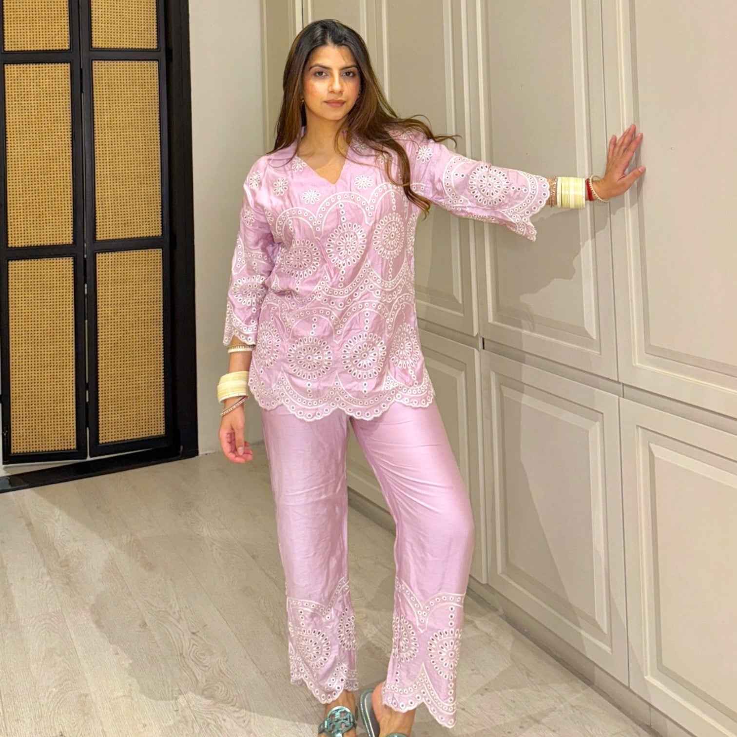 Inching India Pink Delight Embroidered Co-ord Set