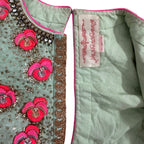 Yashodhara Color Block Saree with Mint Blouse