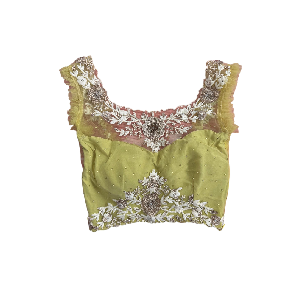 Yellow Floral Saree with Blouse