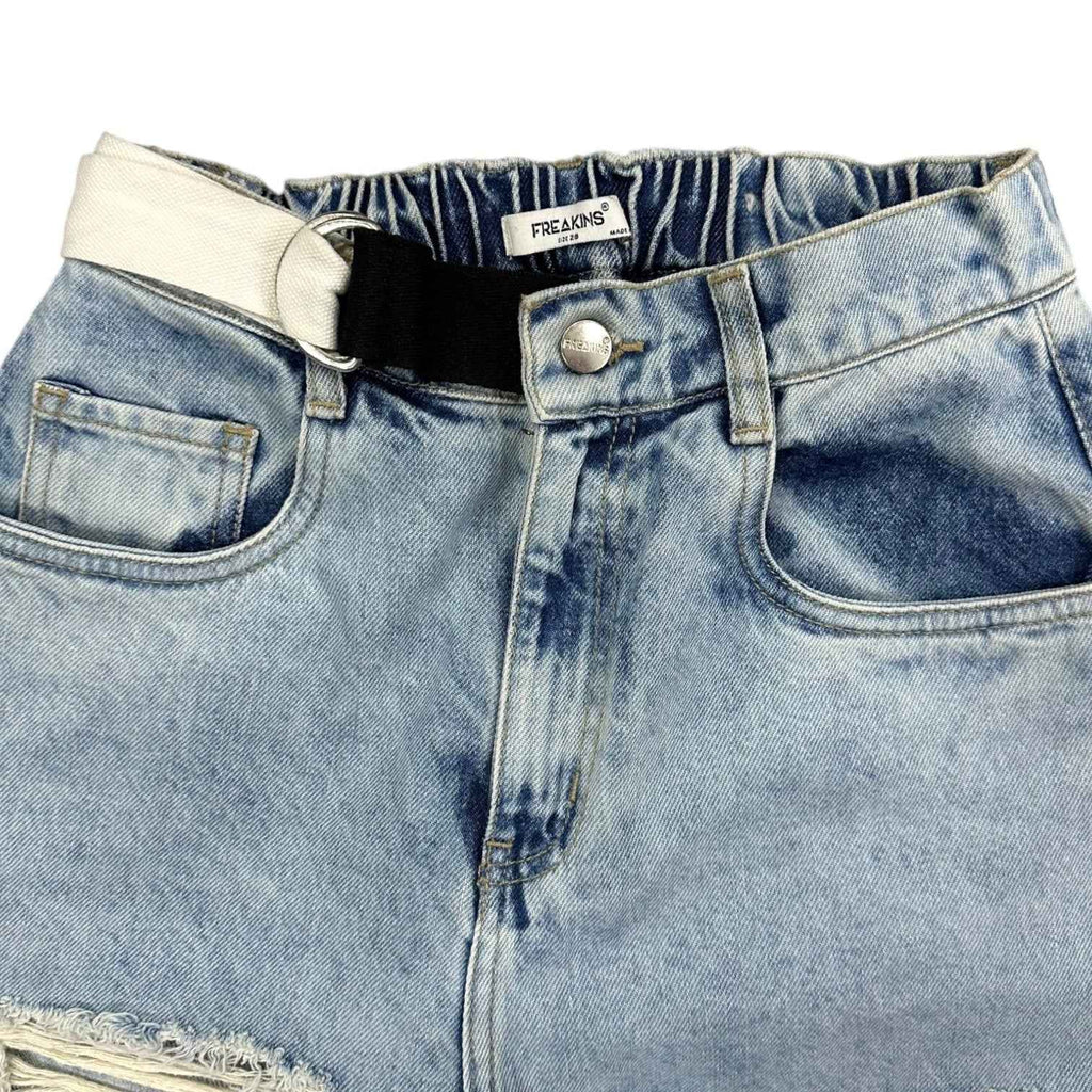 Freakins Distressed Denim Jeans with Belt
