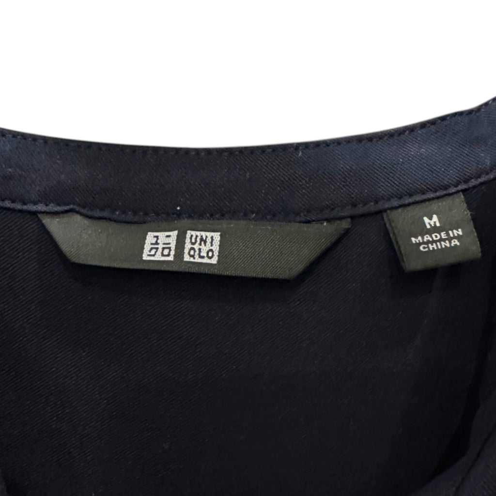 Uniqlo Navy Blue High Low Flowy Blouse
