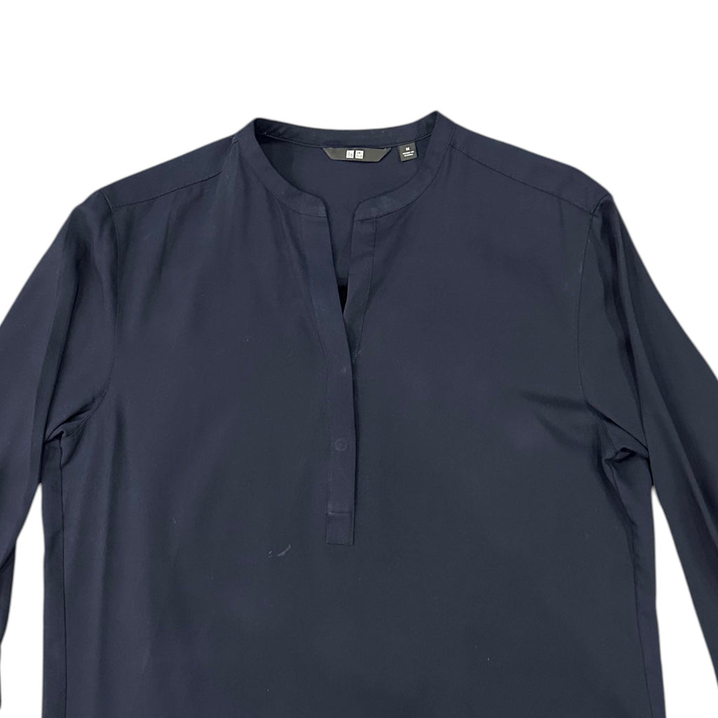Uniqlo Navy Blue High Low Flowy Blouse
