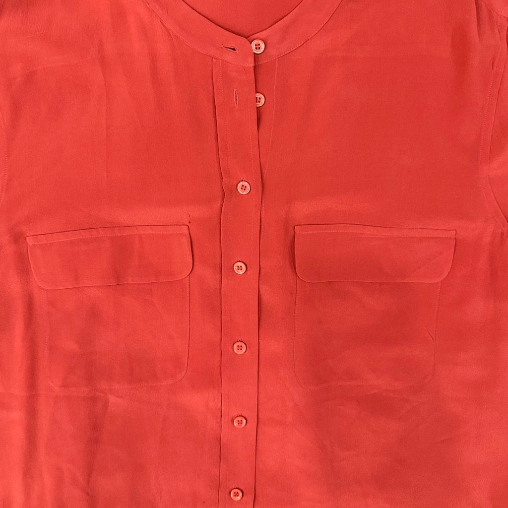 Massimo Dutti Mulberry Silk Blouse in Coral Red