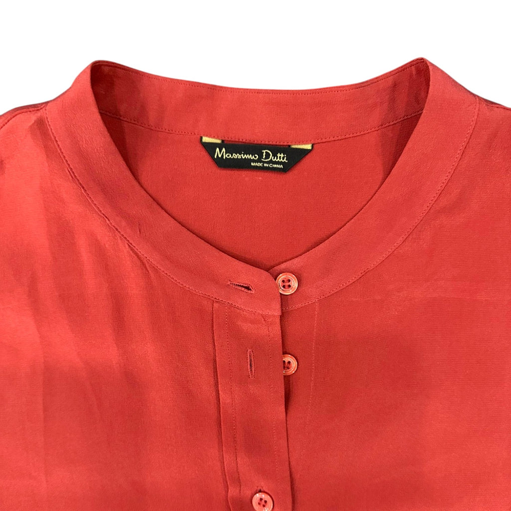 Massimo Dutti Mulberry Silk Blouse in Coral Red