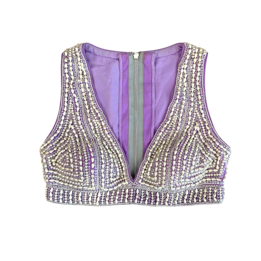 Vvani by Vani Vats Lilac Pearl Chandelier Lehenga Set