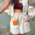 Style Island High Waisted Embroided Frida Shorts