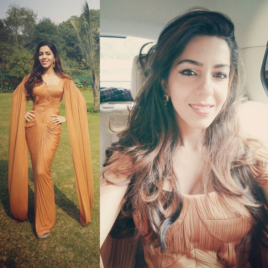 Shantnu Nikhil Cinnamon Brown Ruched Corset Maxi Dress