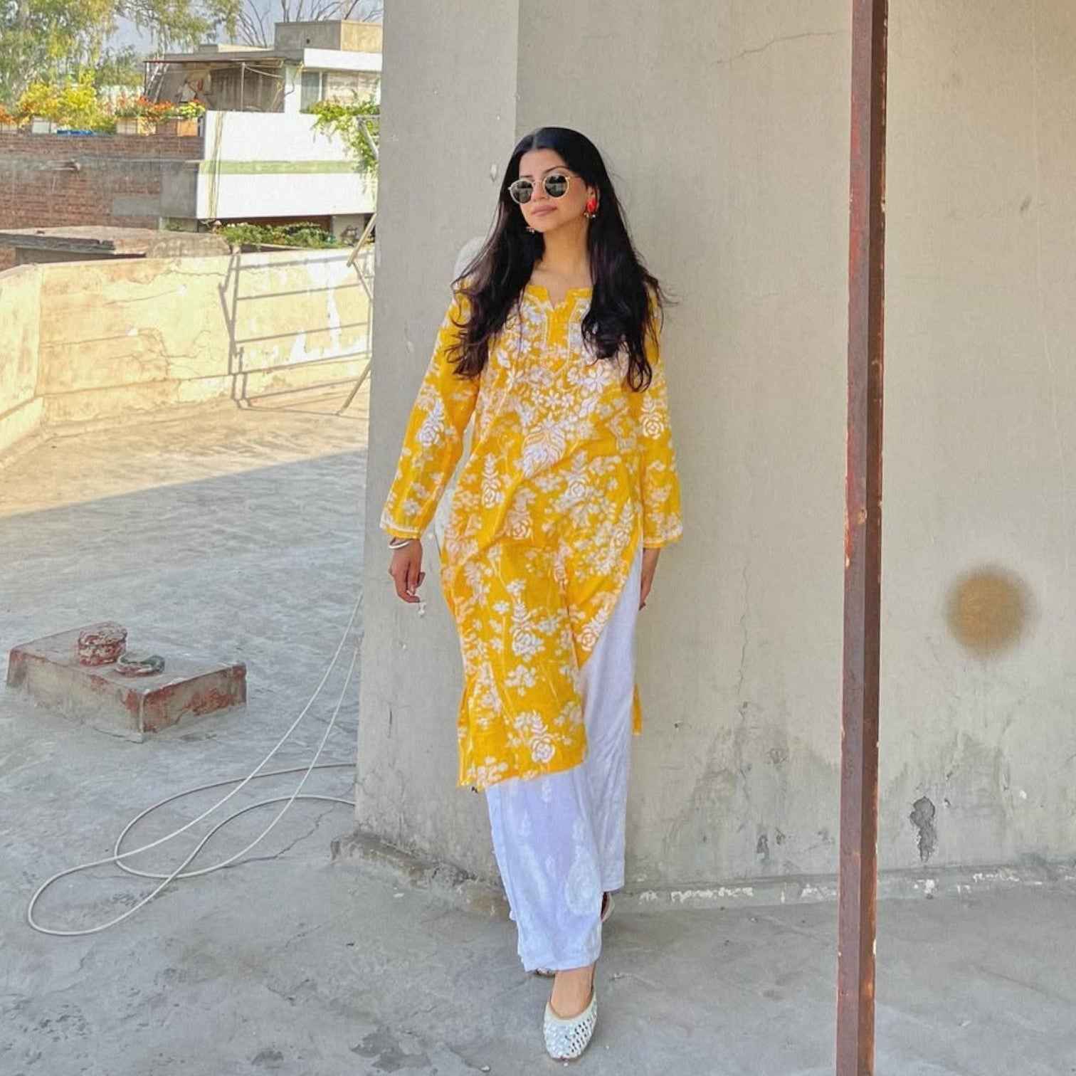 House Of Chikankari  Zainab Mulmul Printed Straight Kurta with Pants
