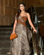 Amit Aggarwal One-Shoulder Copper Gown