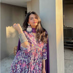 Harsha Khatry Purple Printed A Line suit set - Set of 3