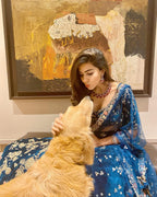 Dolly J Teal Velvet Embroidered Lehenga