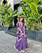 Mulmul Surkh Silk Purple Kurta with Lehenga Set