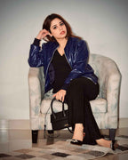 Blue Leather Biker Jacket