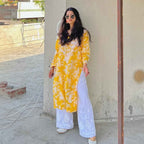 House Of Chikankari  Zainab Mulmul Printed Straight Kurta with Pants