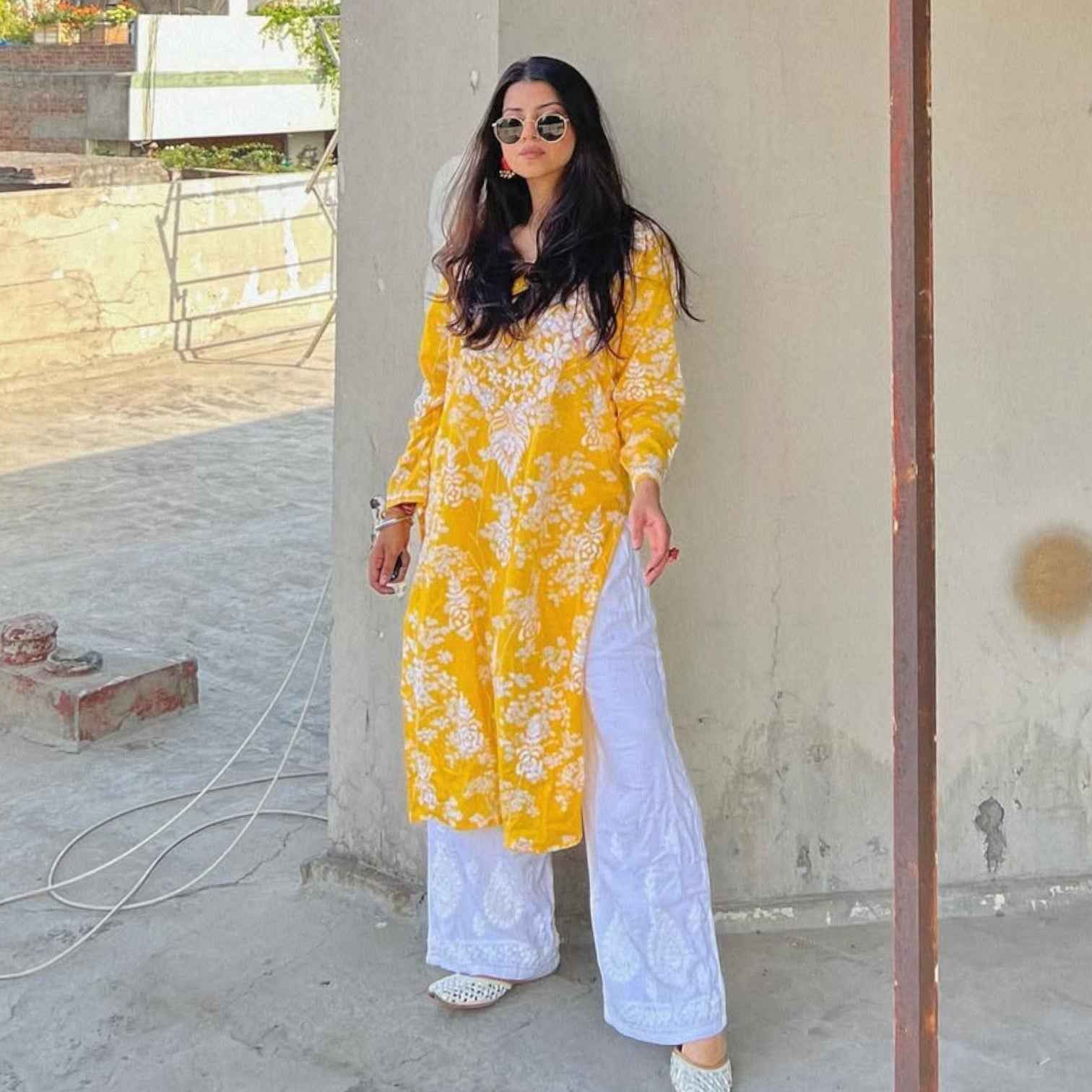 House Of Chikankari  Zainab Mulmul Printed Straight Kurta with Pants