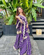 Mulmul Surkh Silk Purple Kurta with Lehenga Set
