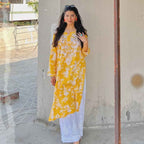 House Of Chikankari  Zainab Mulmul Printed Straight Kurta with Pants