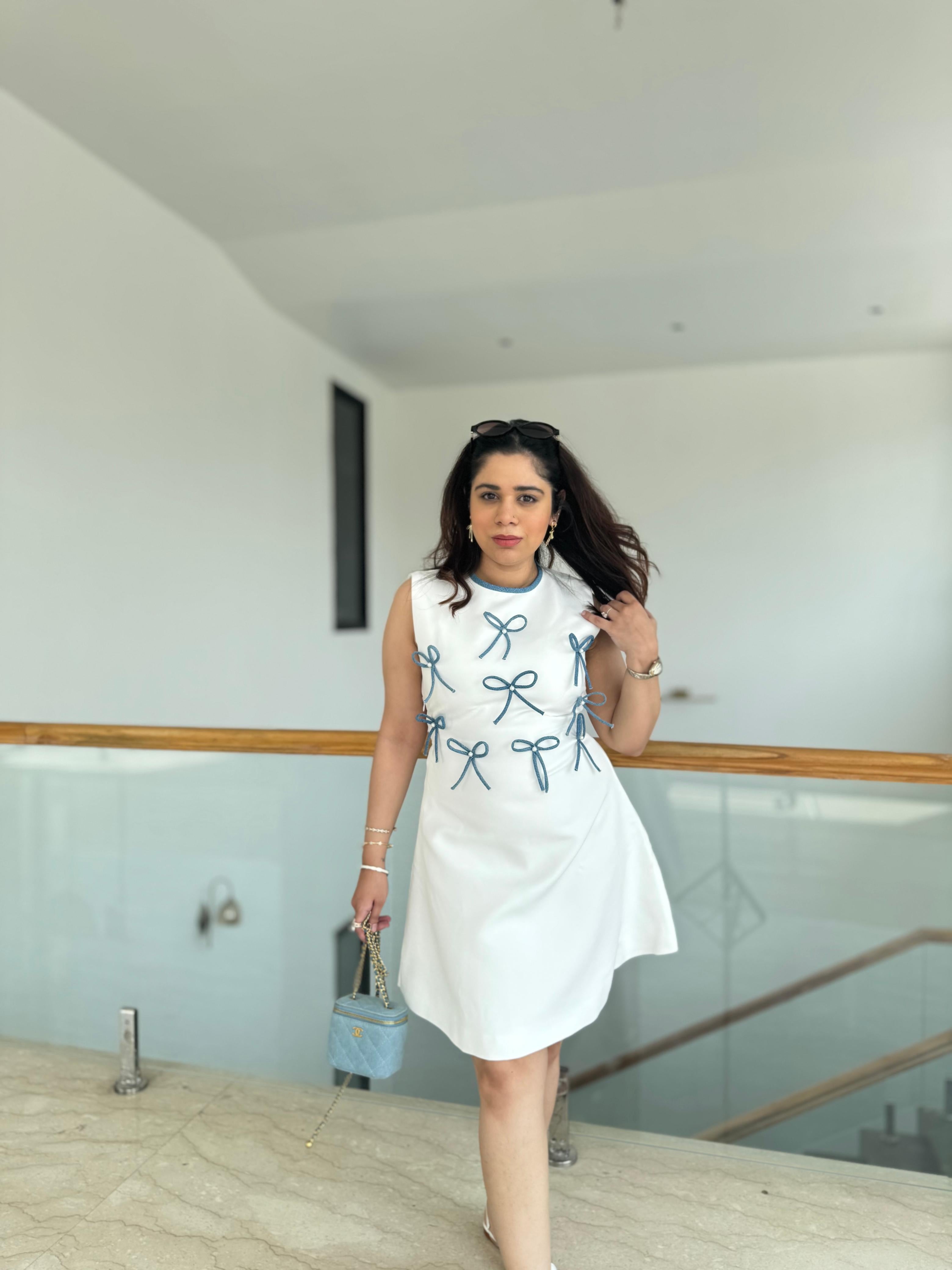 Trendy Affair White Bow Dress