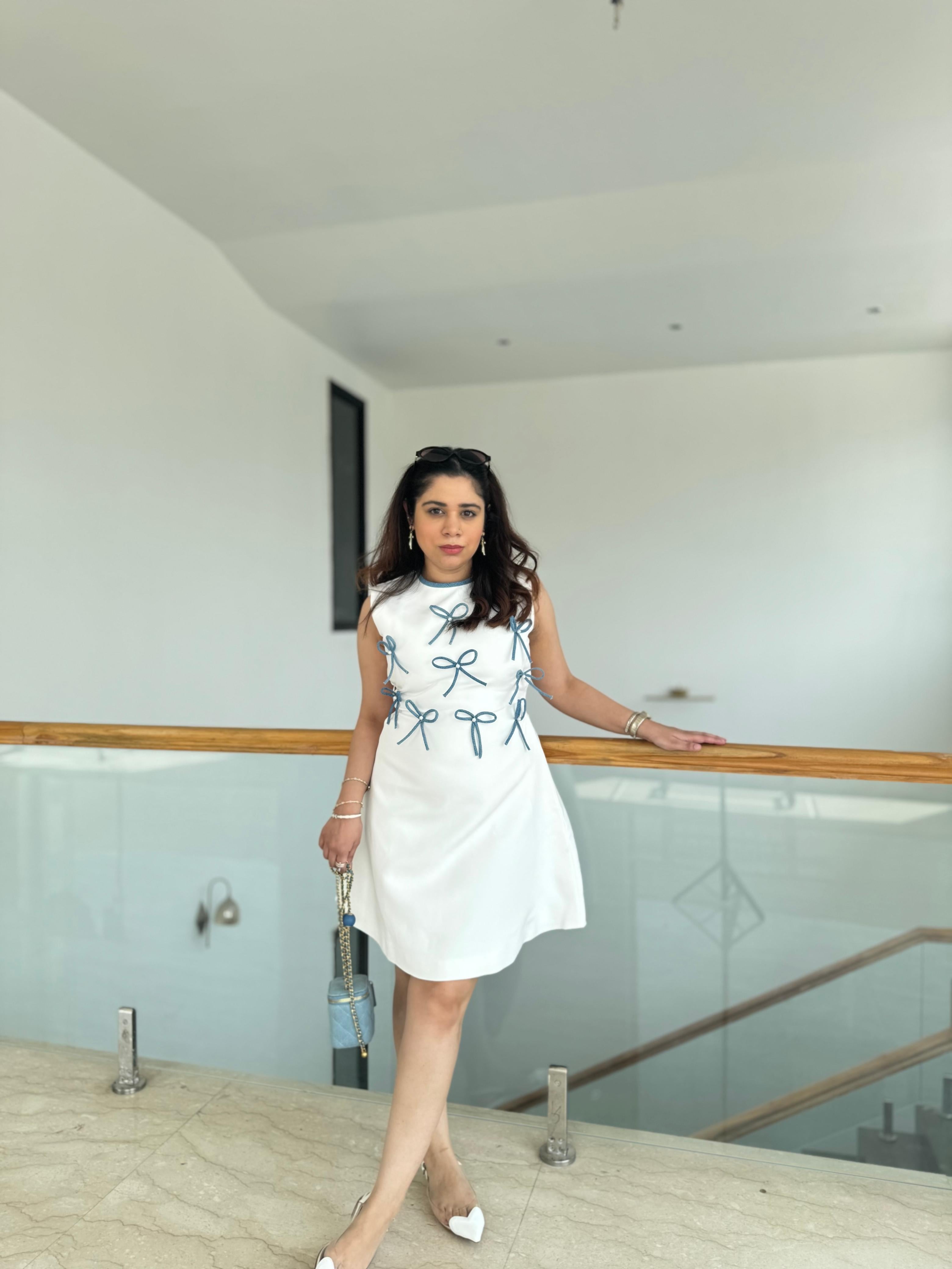 Trendy Affair White Bow Dress