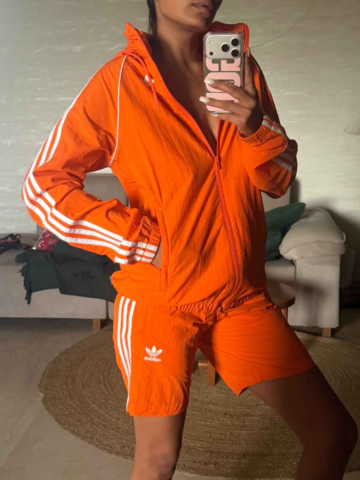 Adidas Originals Orange Jacket and Shorts Co-ord Set