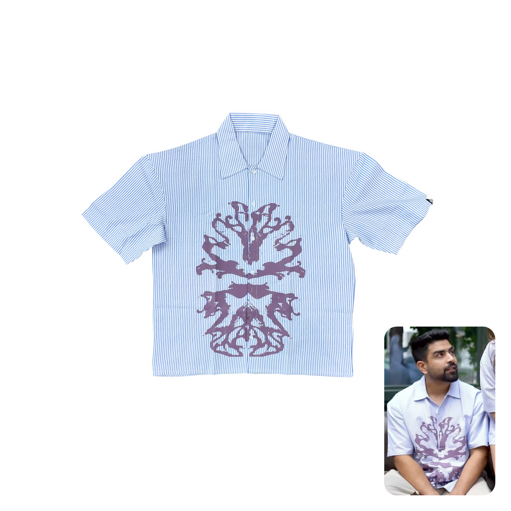 Blah Blah Blah Abstract Crest Striped Shirt