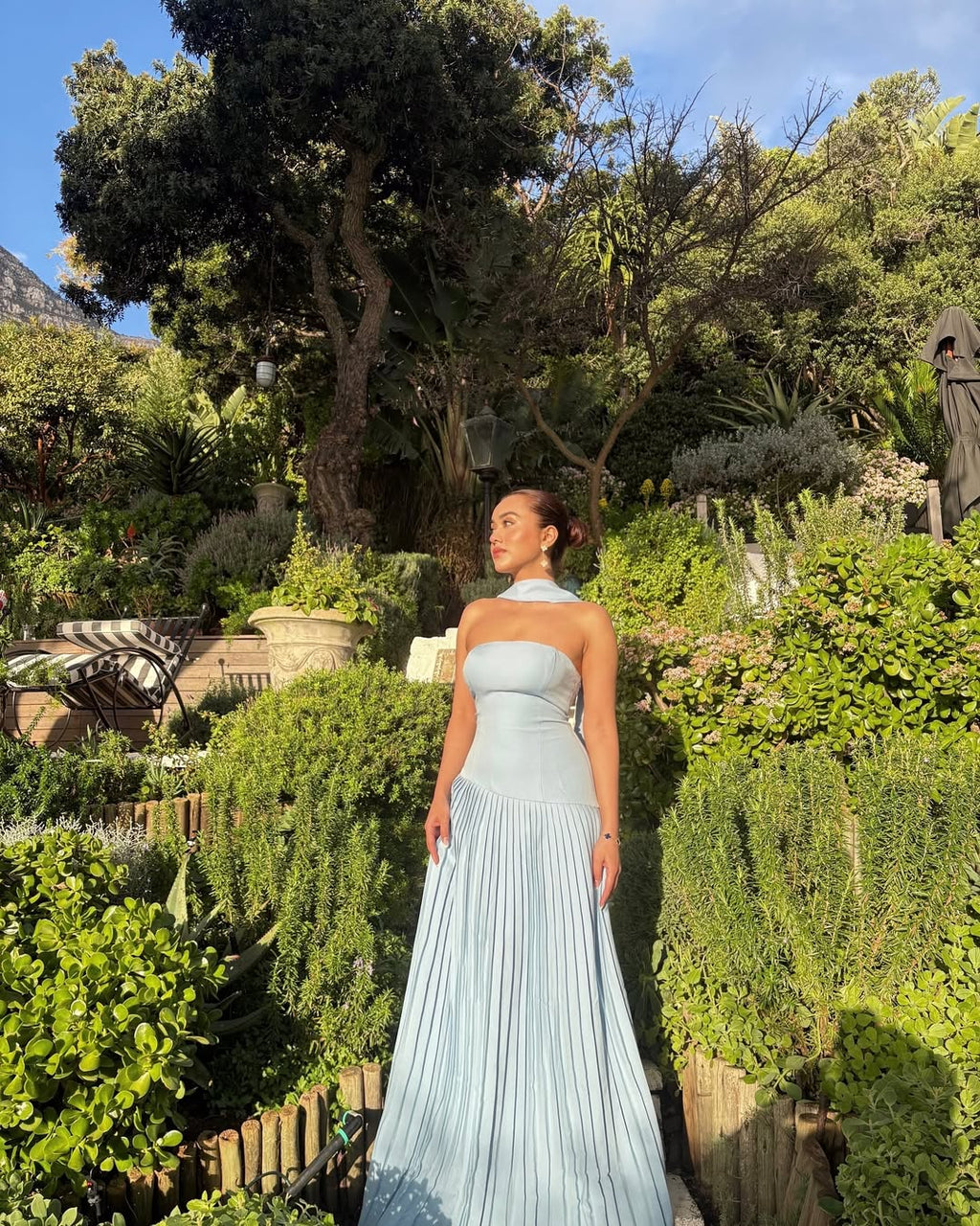 PrettyLittleThing Powder Blue Asymmetric Pleated Dress