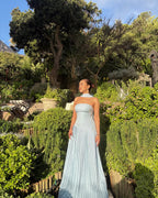 PrettyLittleThing Powder Blue Asymmetric Pleated Dress