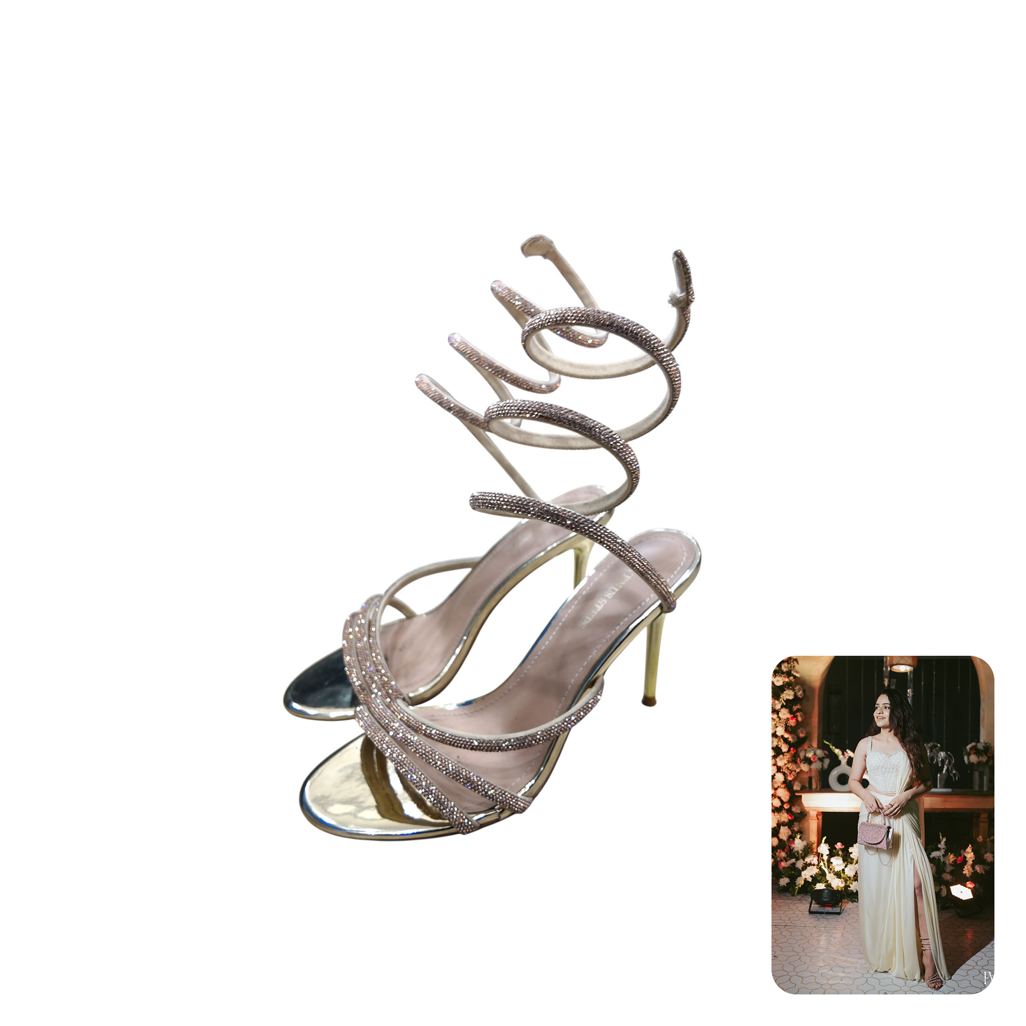 Venus Steps Twist & Wrap Shimmer Heels