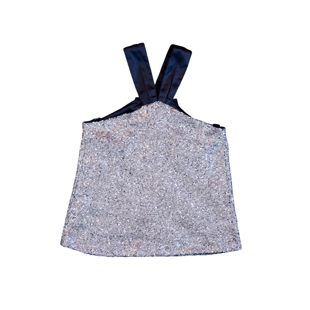 Kazo Sequin Party Top with Bow Detail