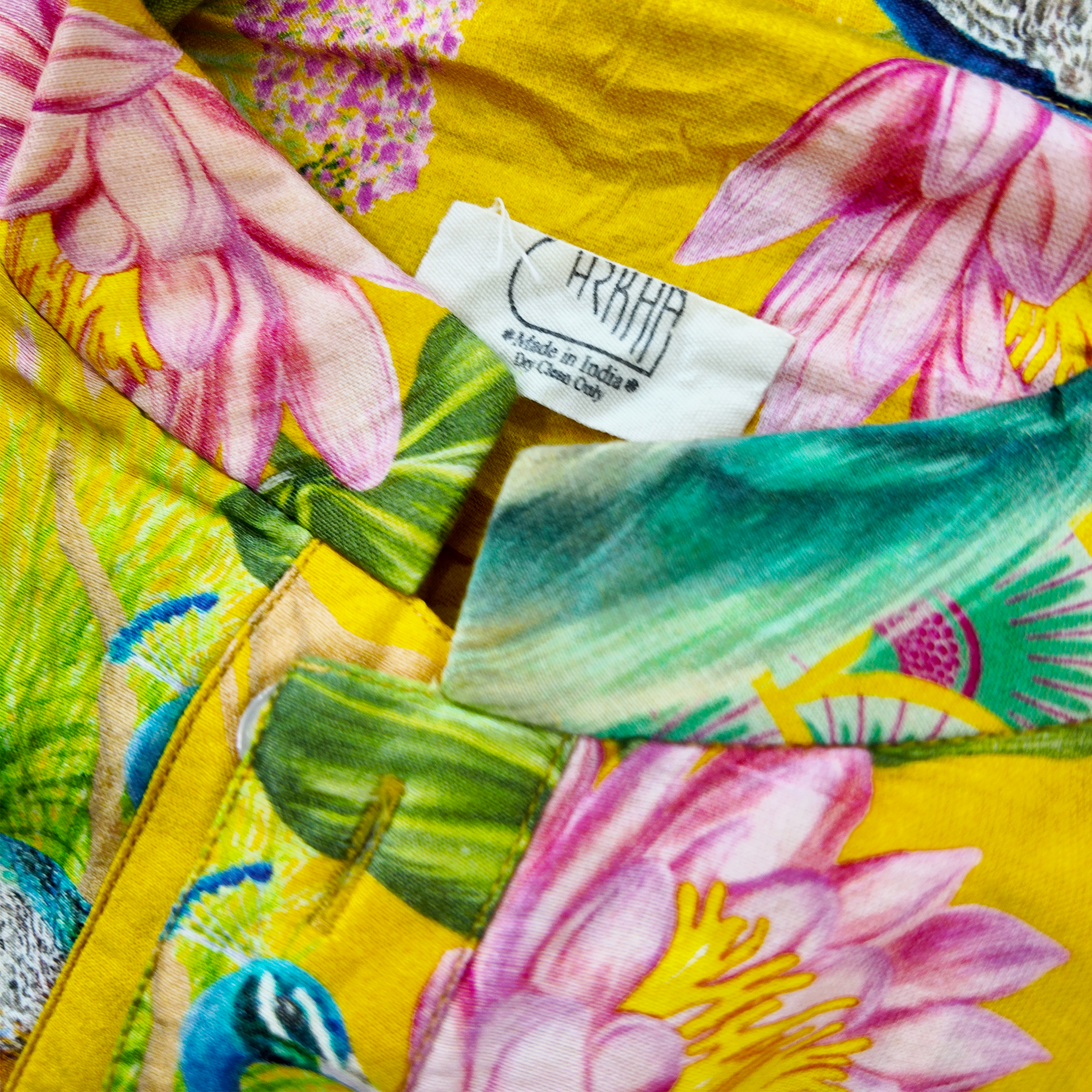 Chrkha Label Bhādõ Yellow Printed Kurta