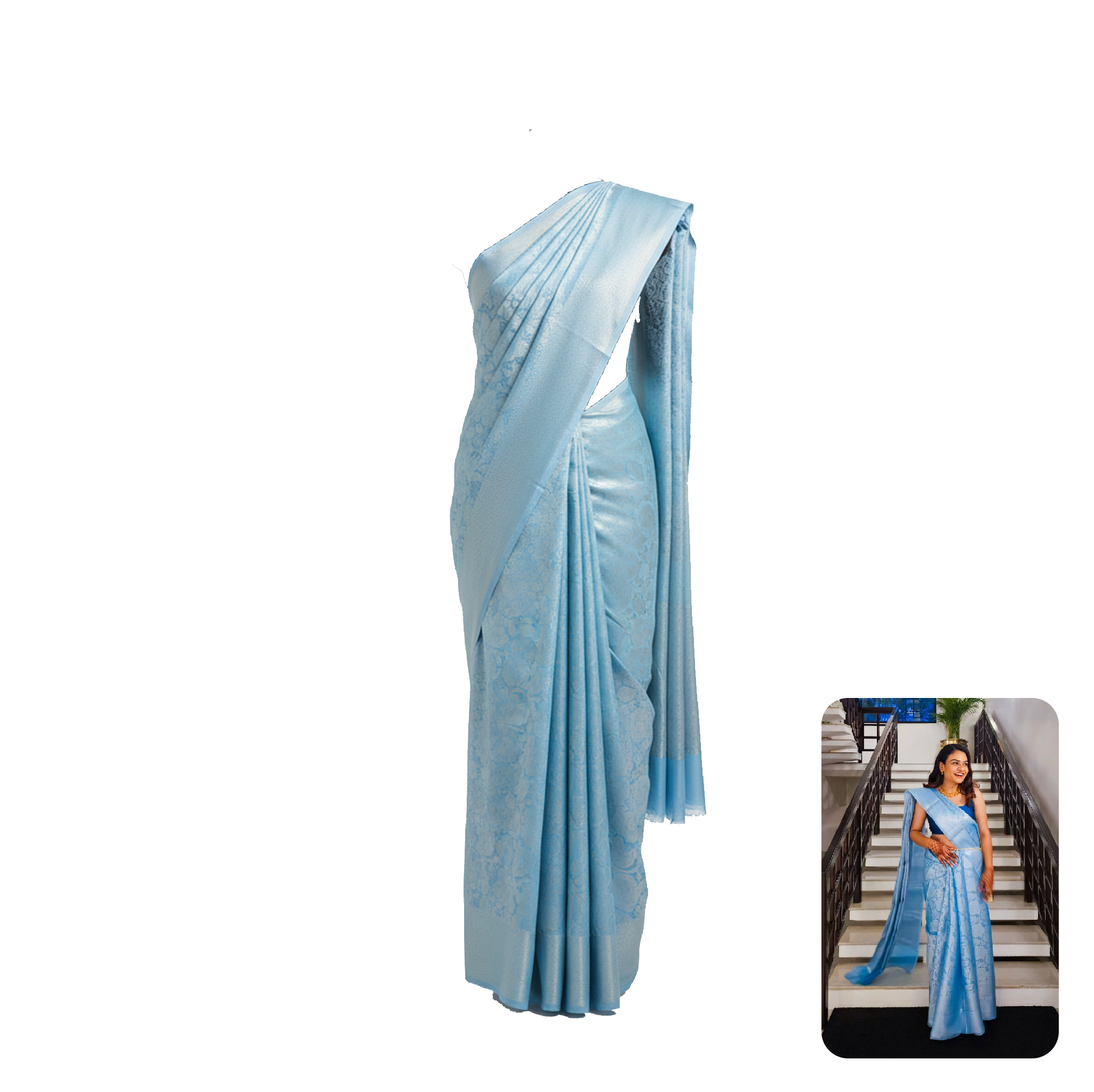 Kanjeevaram Blue Silk Saree