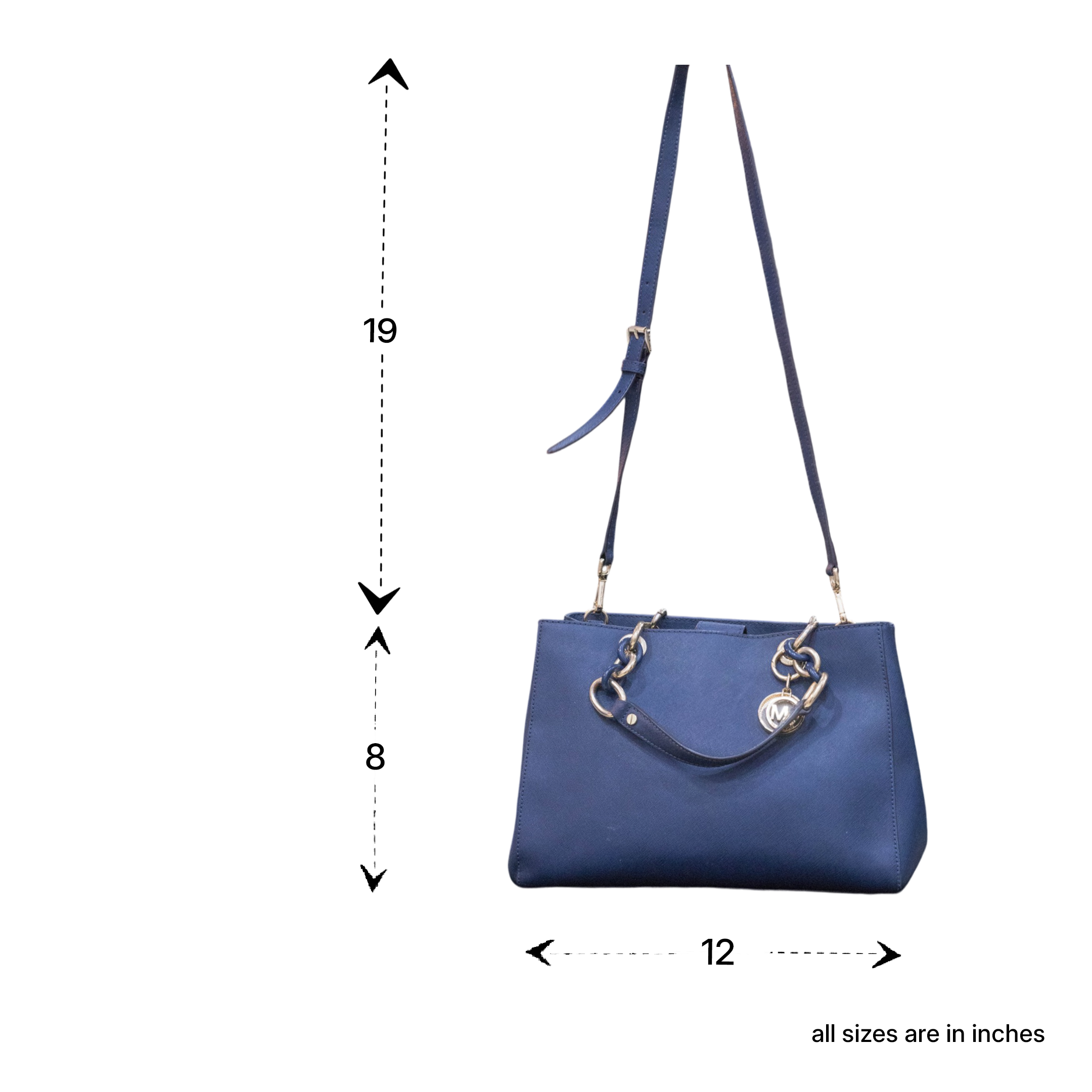 Michael Kors Cynthia Medium Satchel in Navy Blue Leather