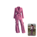 Salmon Stretch Pant Suit Set