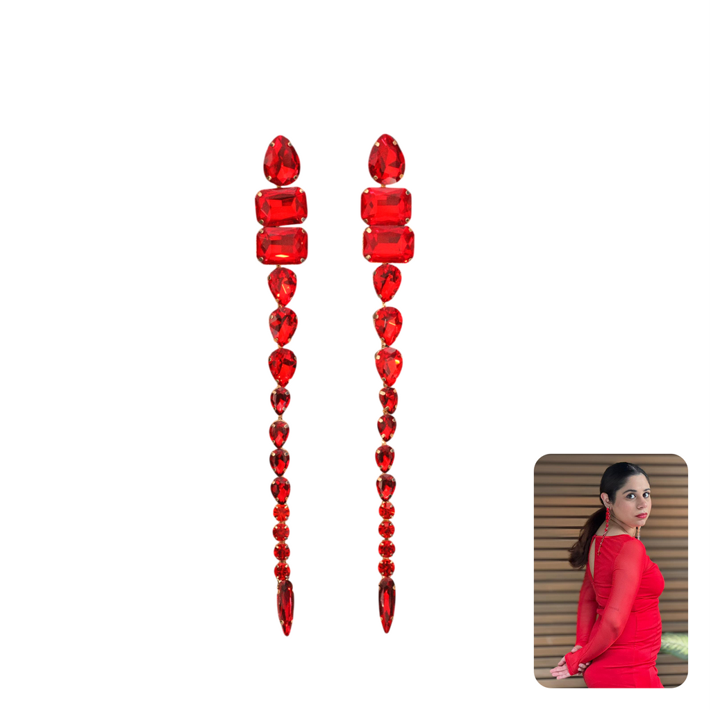 Red Stone Dangling Earrings