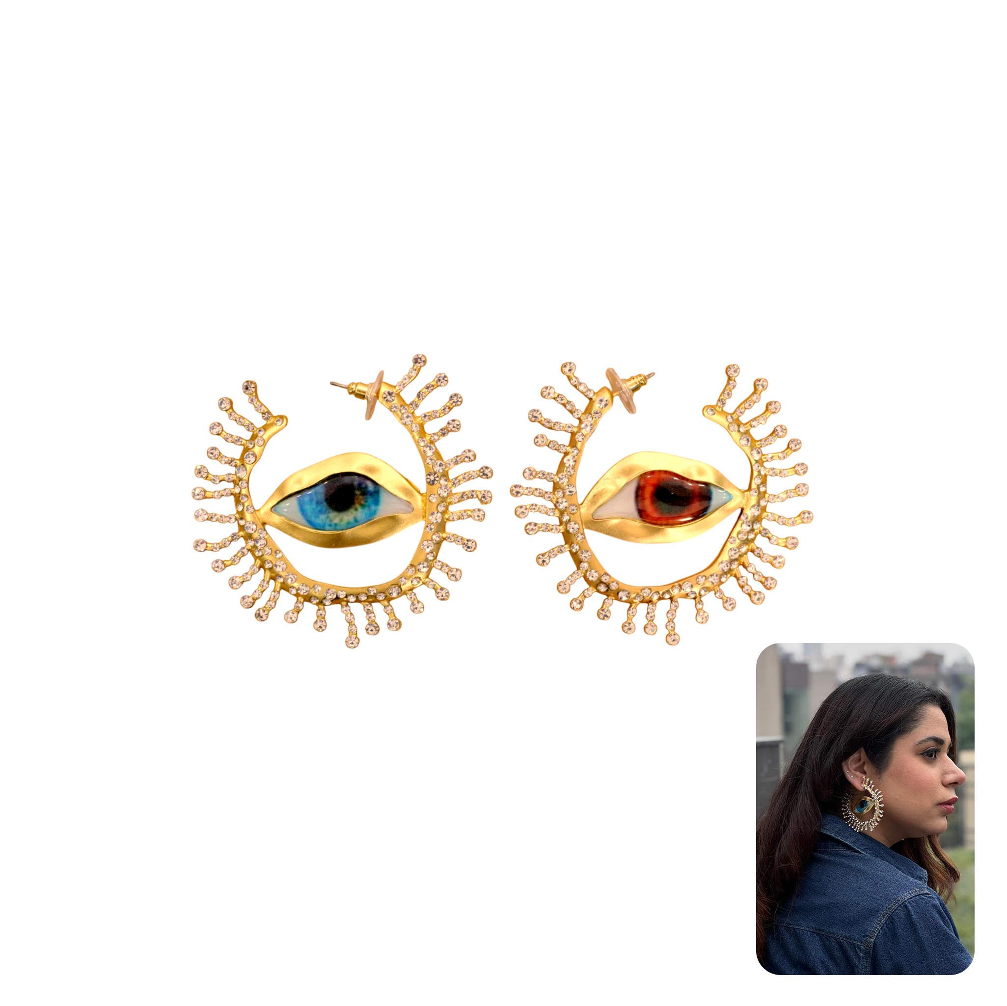 Evil Eye Circle Earrings