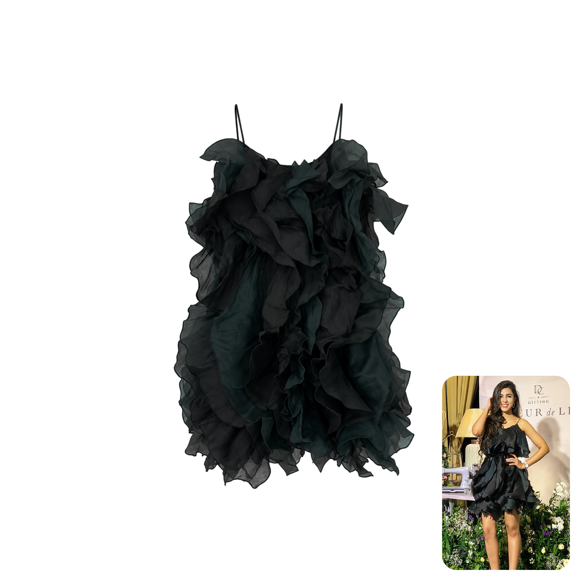 Shriya Som Black Ruffles Dress