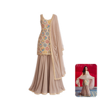 Custom Grey Patch Work Sharara Suit Set