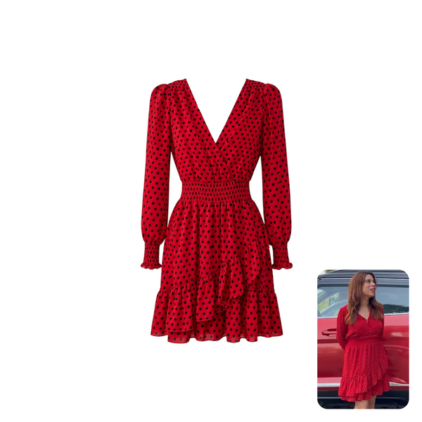 Michael Kors Red Black Polka Dotted Dress