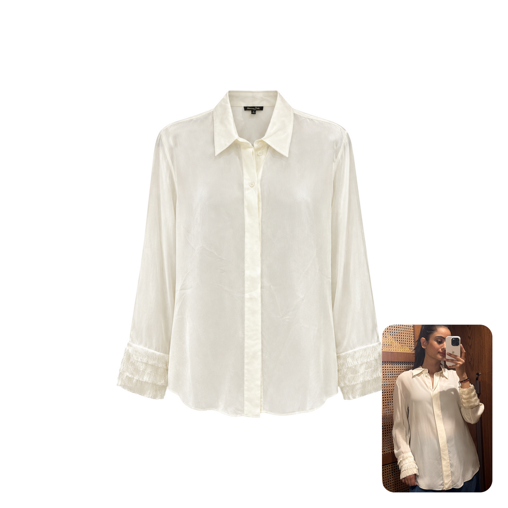 Massimo Dutti Flowing Shirt with Pleated Fringed Cuffs