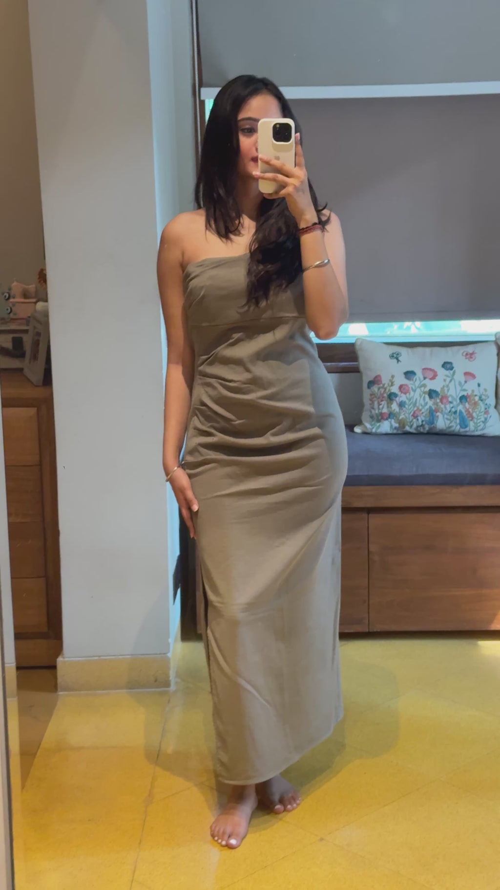 Zara Strapless Dress in Olive