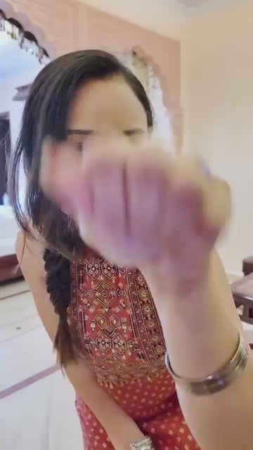 Global Desi Rust Butti-Print Viscose Dress