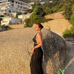 Missmosa Black Contrast-Trim Halter Maxi Dress