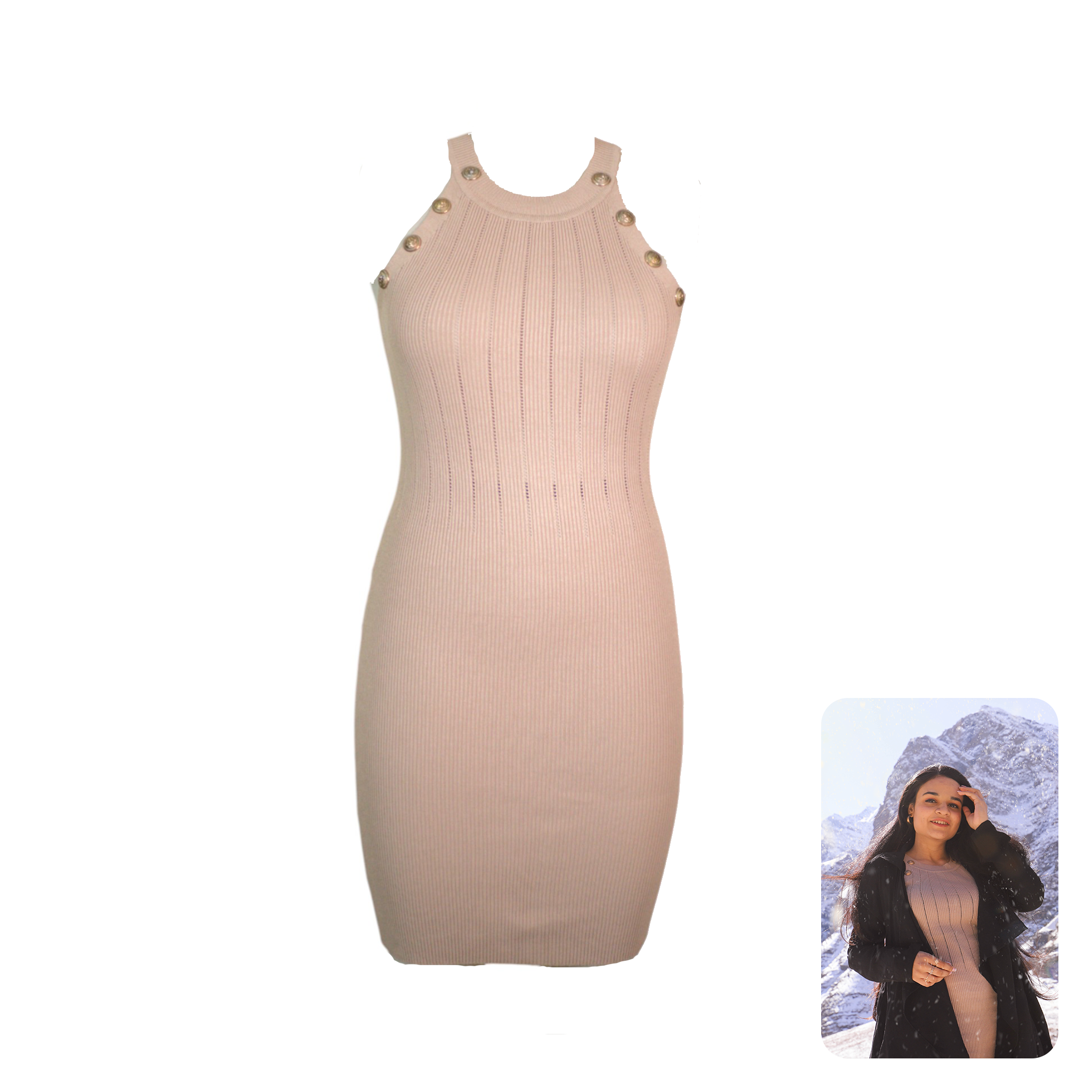 Ribbed Golden Detail Dress