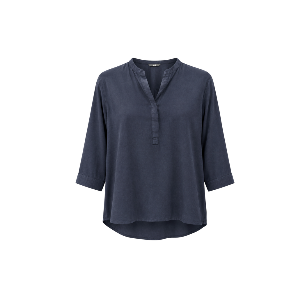 Uniqlo Navy Blue High Low Flowy Blouse